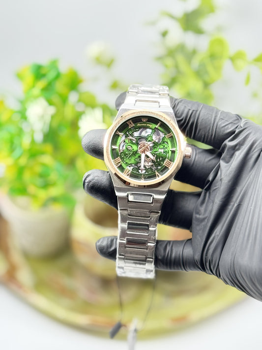 SW-GREENISH SKELETON DIAL WATCH FOR MEN